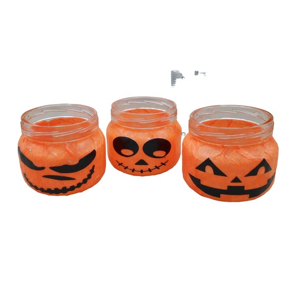 Halloween Mini Jack O'lantern Pumpkin Light Trio - Picture 1 of 3